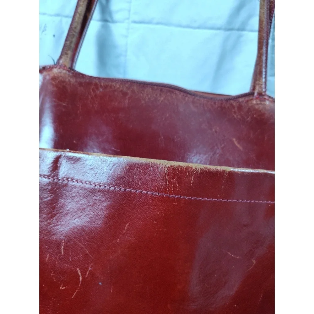 HOBO International Leather Shoulder Bag Large Cranberry Red Tote Handbag Purse